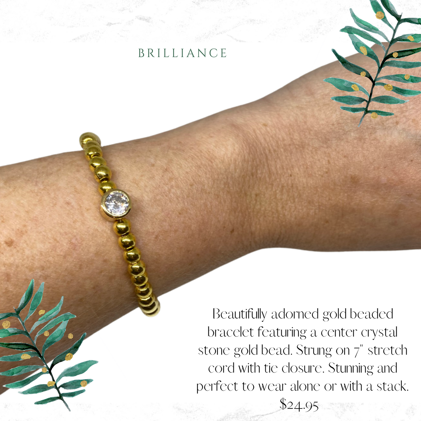 Crystal and Gold Beaded Bracelet 24 Bracelets Bracelets Anthologie Co.