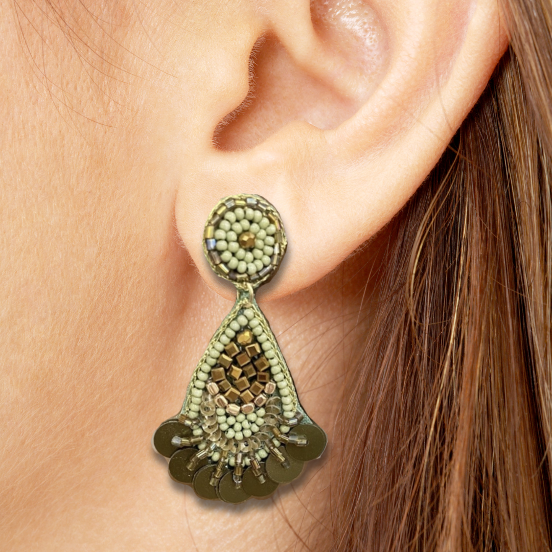 Seed Bead Teardrop Earrings