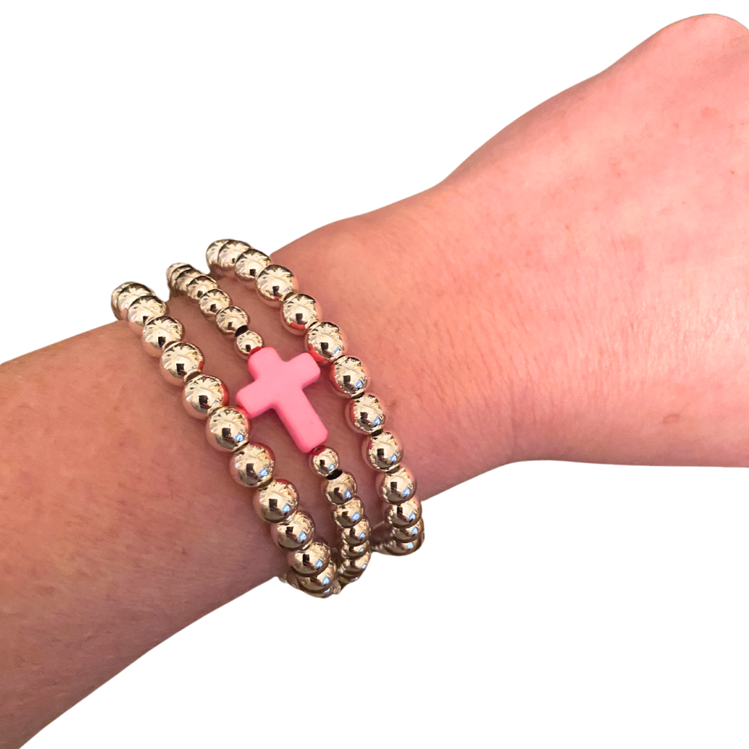 Enamel Cross Beaded Bracelet