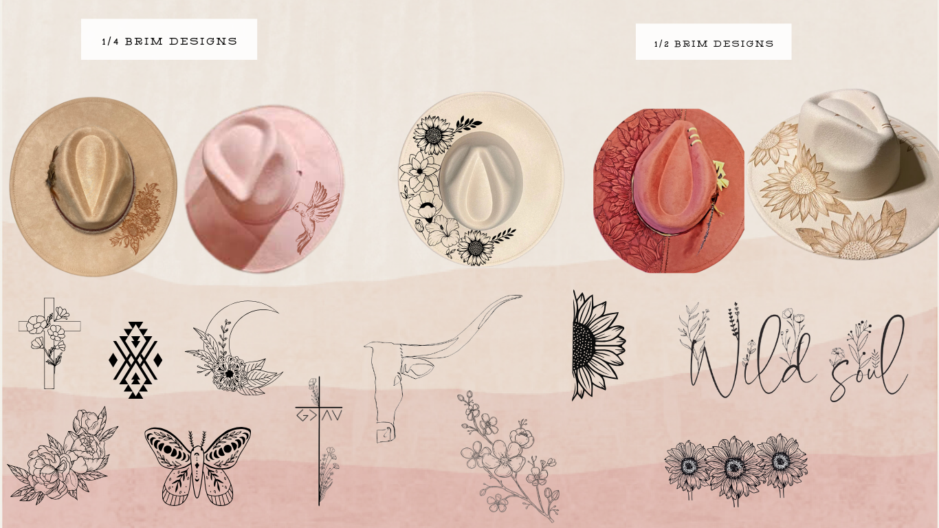 Burn Design Options for Wide Brim Custom Hats by Anthologie Co