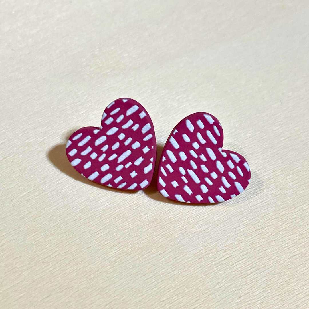 Polymer Clay Heart Earrings