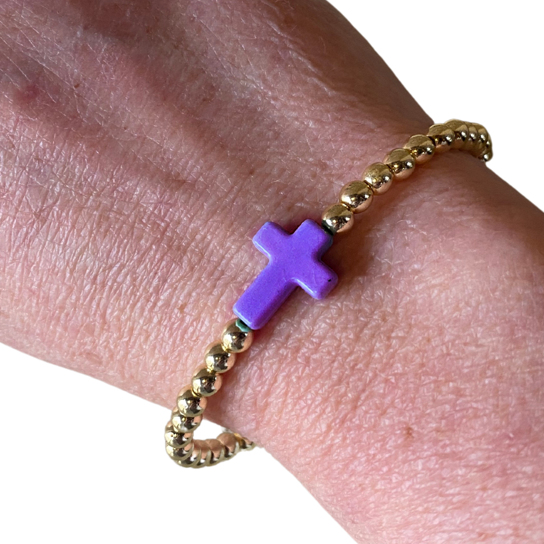 Enamel Cross Beaded Bracelet