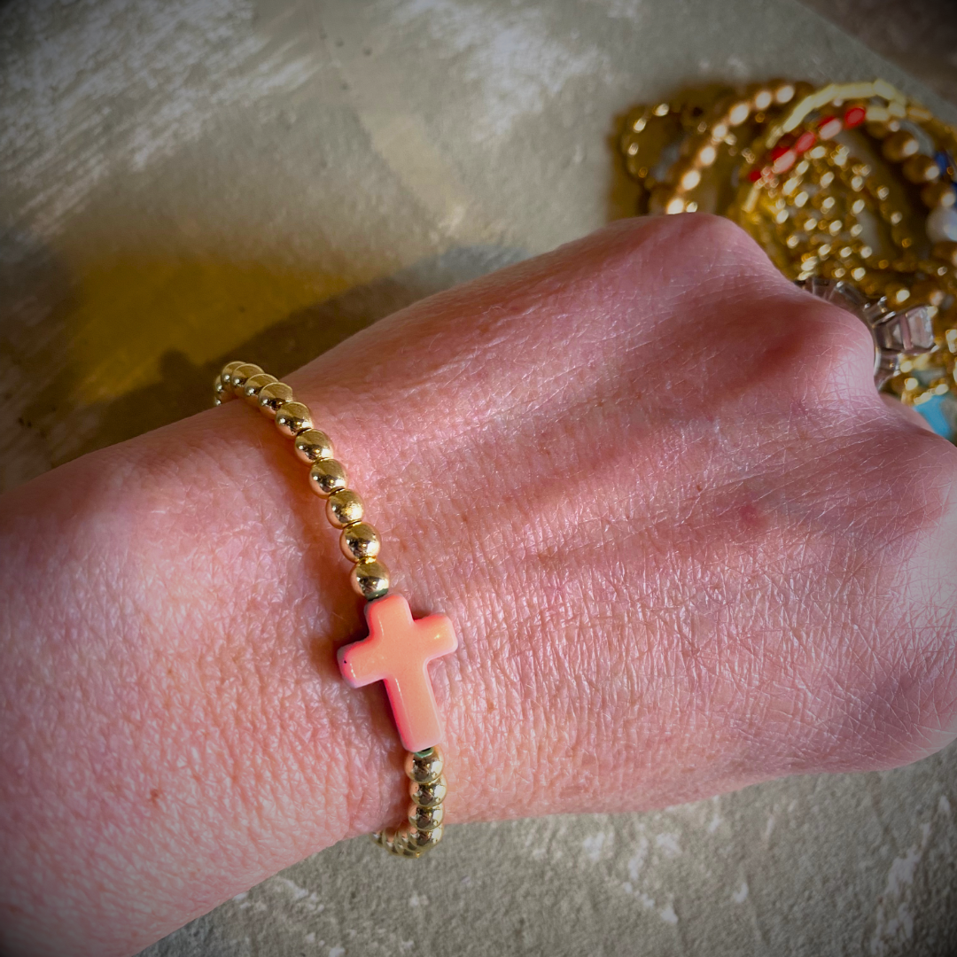 Enamel Cross Beaded Bracelet