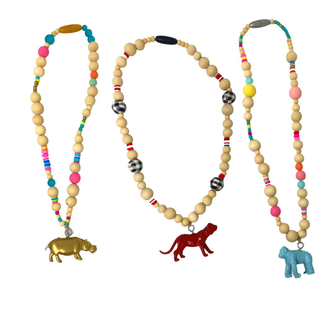 Beaded Character Necklace - Plastic Animal Necklace 28 Necklaces Children Anthologie Co.