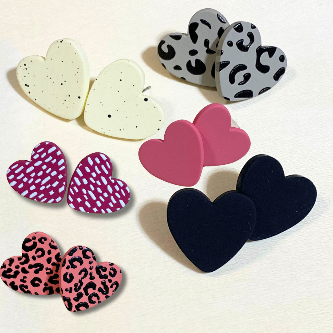 Polymer Clay Heart Earrings