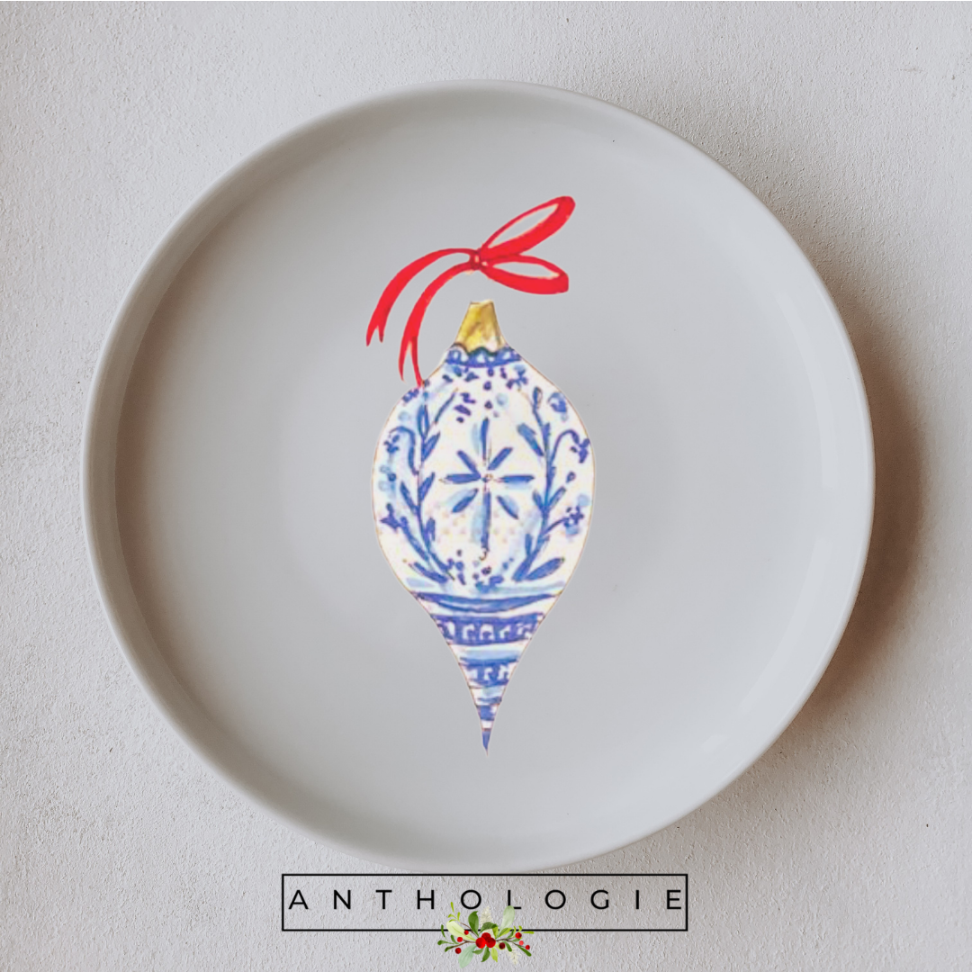 Hand-Painted Christmas Plate – 10.5” Decorative Holiday China