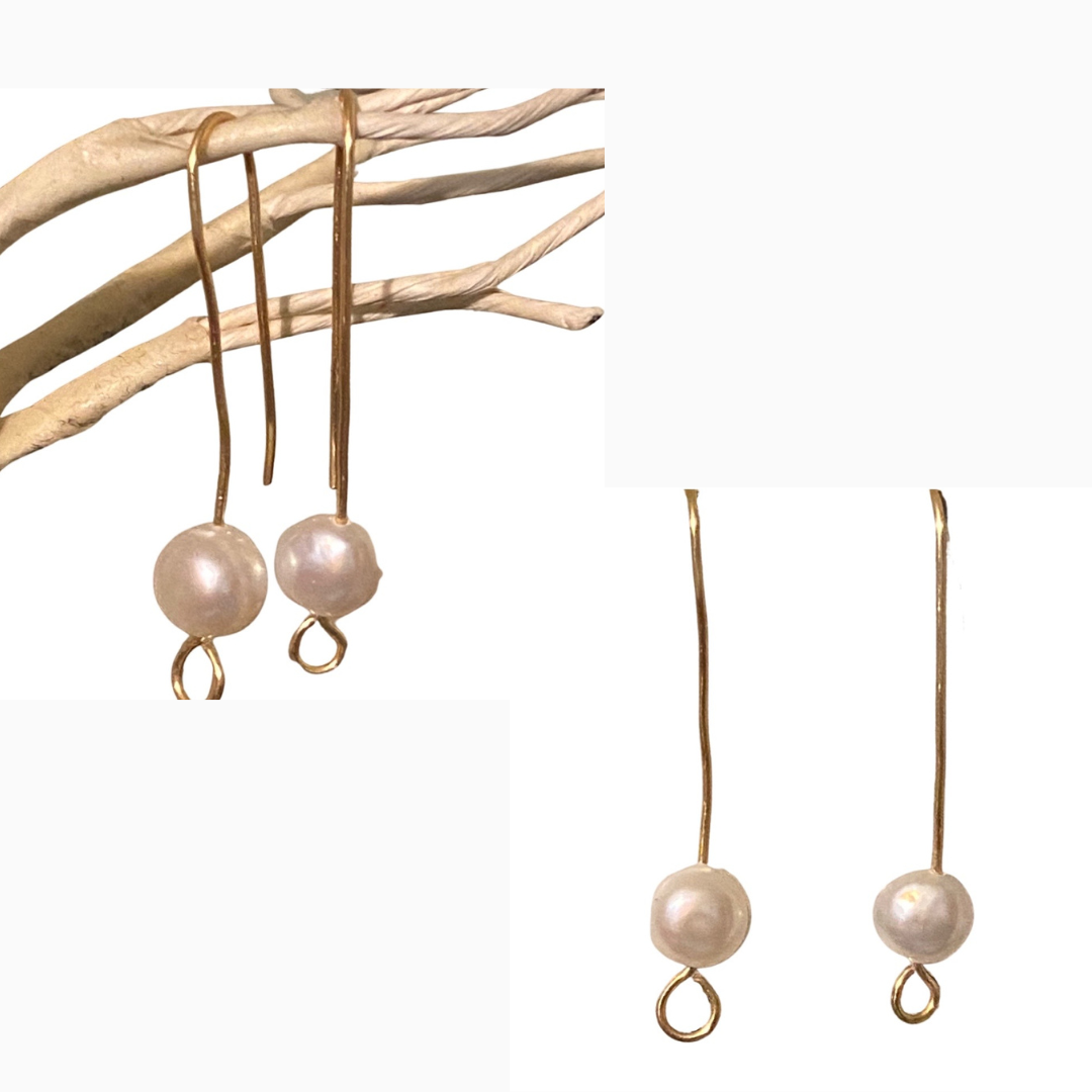 Pearl Wire Dangle Earrings