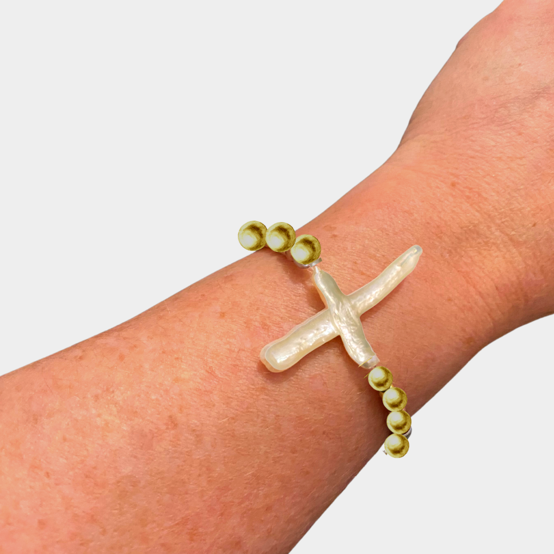 Pearl Cross Bracelet