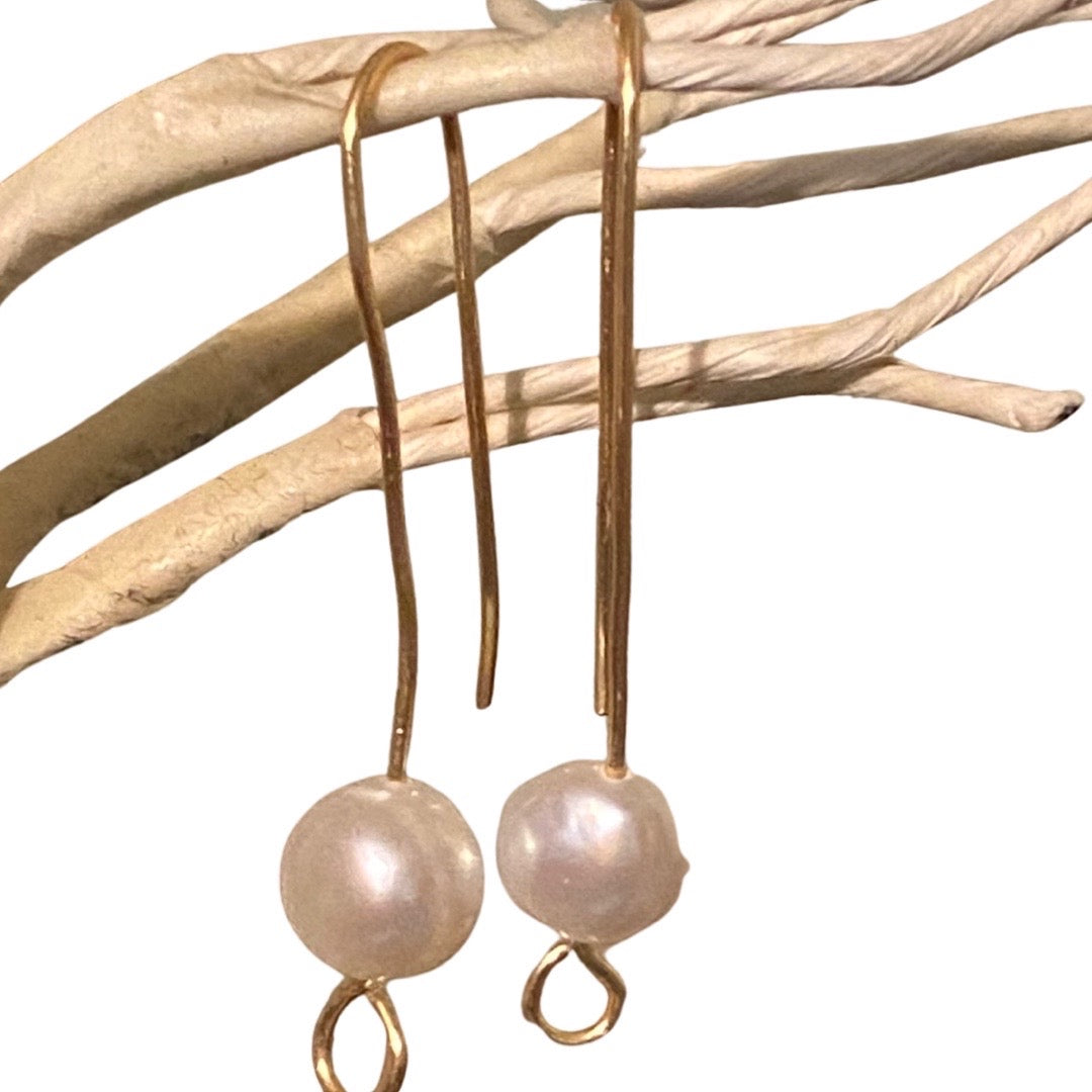 Pearl Wire Dangle Earrings