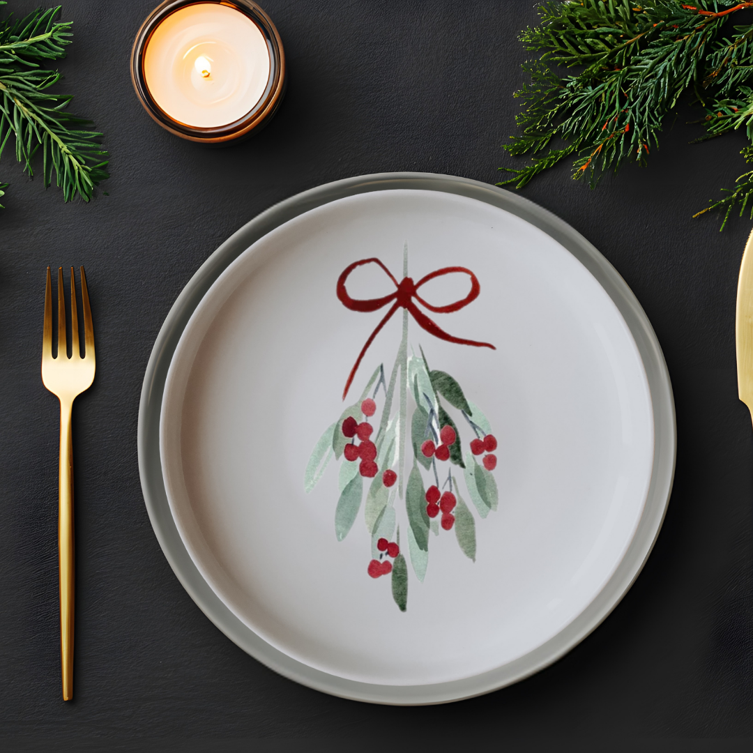 Hand-Painted Christmas Plate – 10.5” Decorative Holiday China