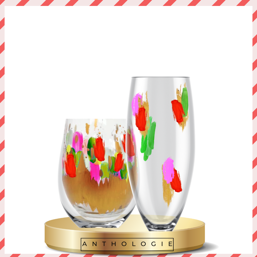 Holiday Spirits Hand Painted Glassware