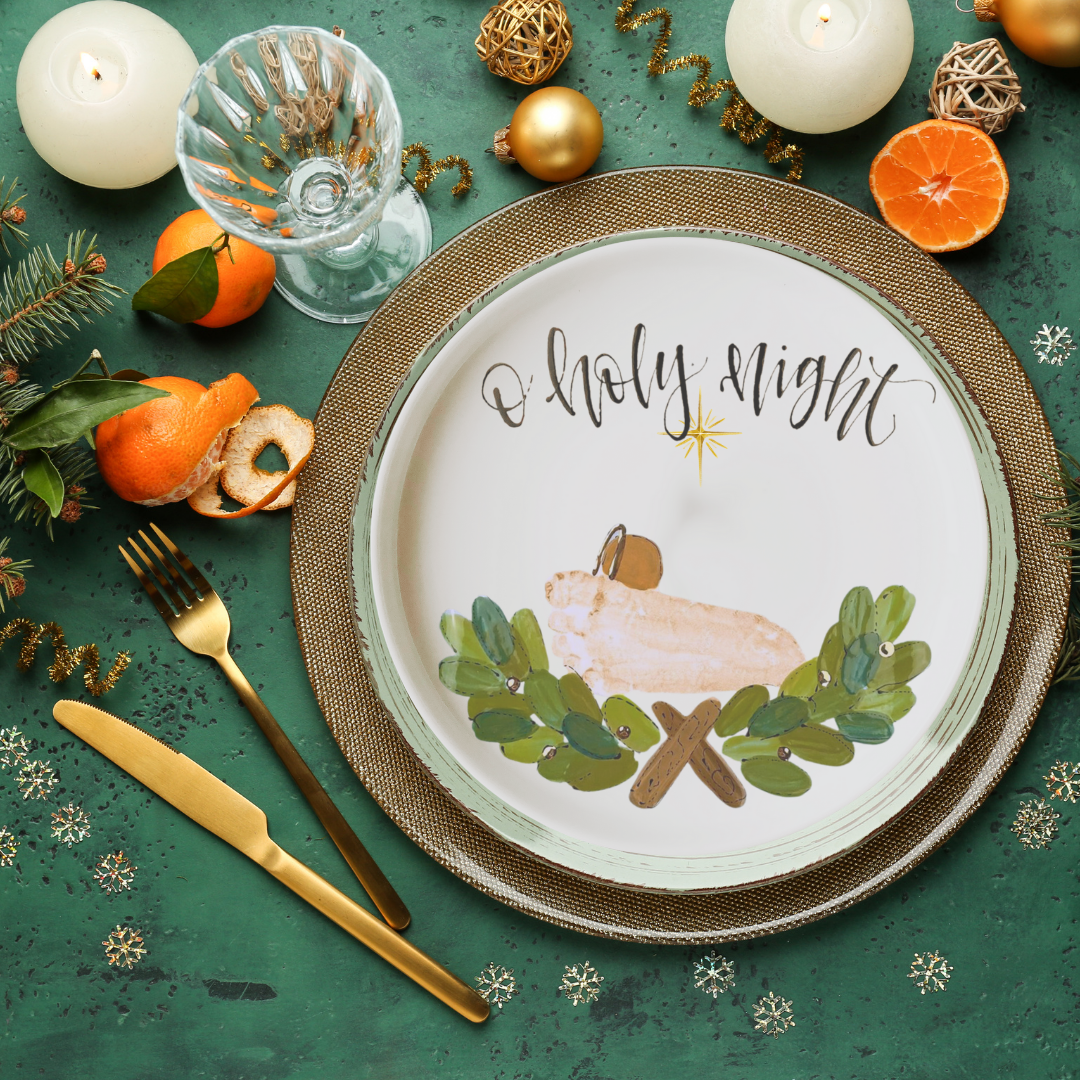 Hand-Painted Christmas Plate – 10.5” Decorative Holiday China