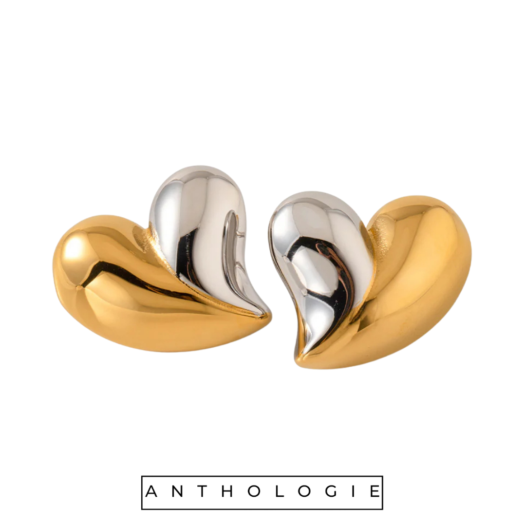 Bold Fusion Heart Stud Earrings